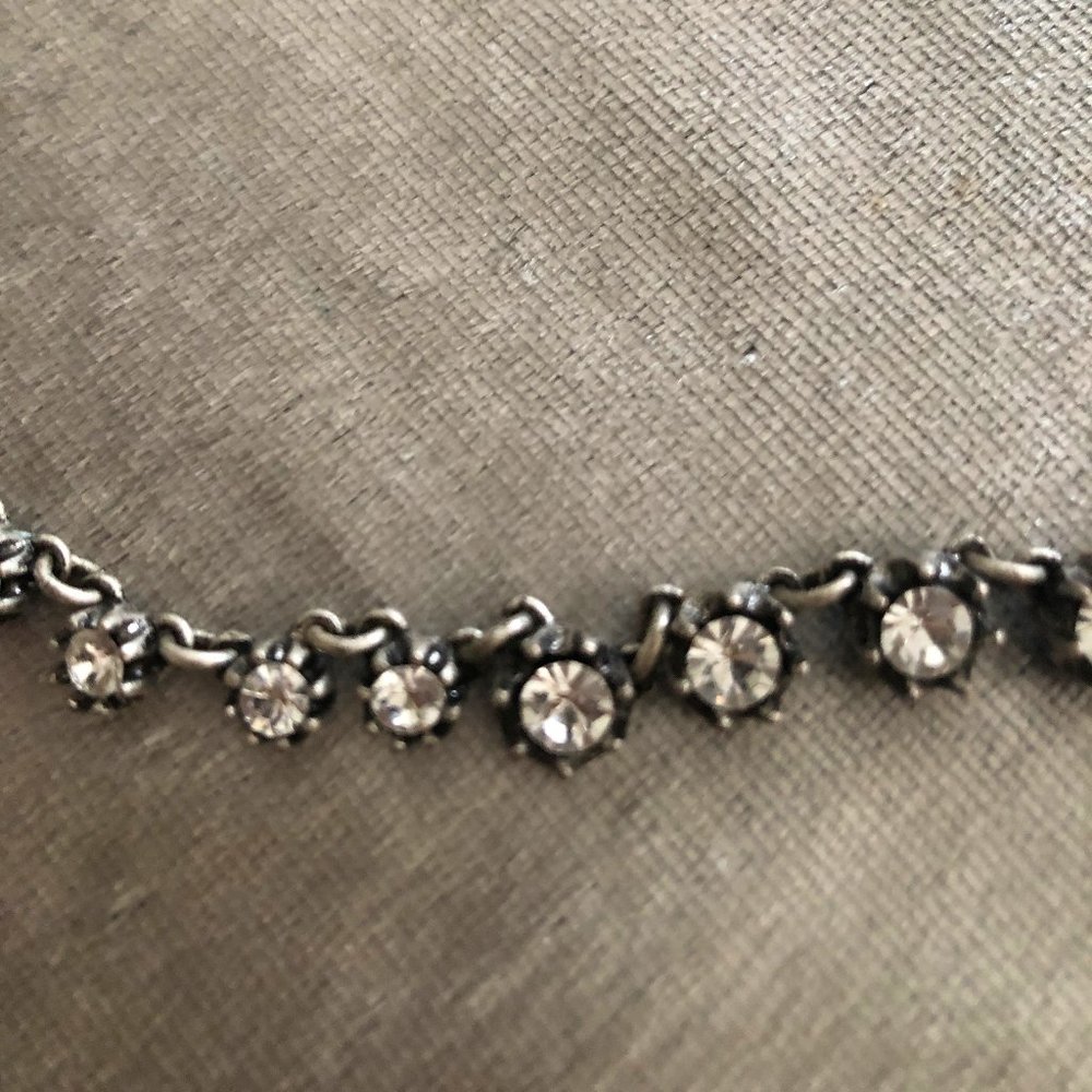 Black Ribbon & Rhinestone Necklace - Picture 2 of 7